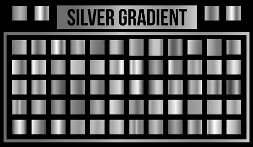 金属和银色光泽梯度的向量集。矢量插图