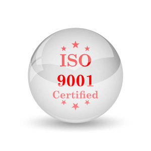 Iso9001 图标。白色背景上的互联网按钮