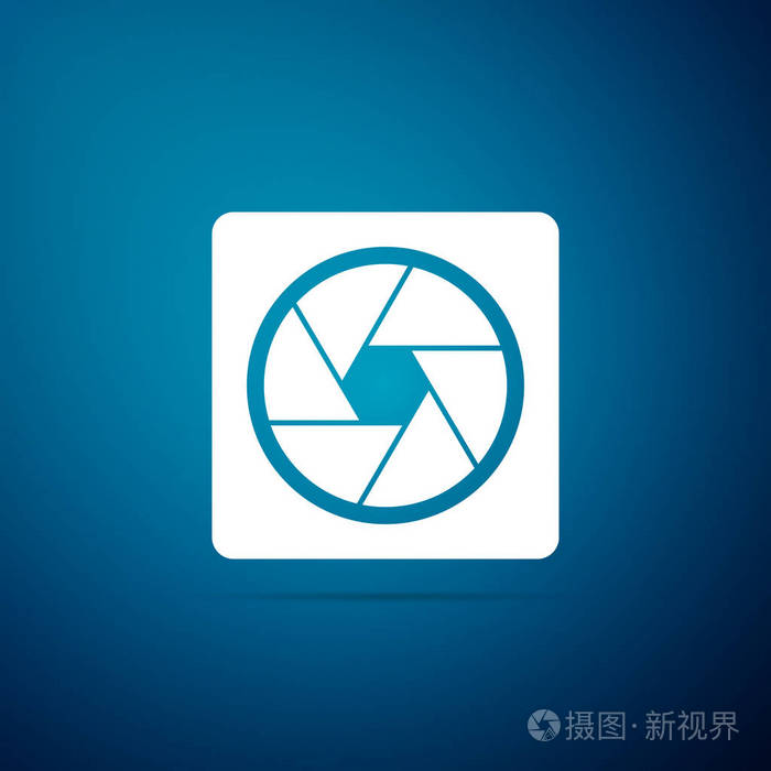 照相机快门图标被隔离在蓝色背景上.平面设计.矢量插图