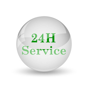 24h 服务图标。白色背景上的互联网按钮