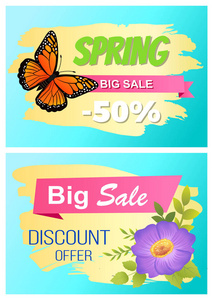 春季大甩卖蝴蝶和花海报图片