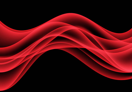 黑色背景豪华矢量图上的红色波浪曲线运动