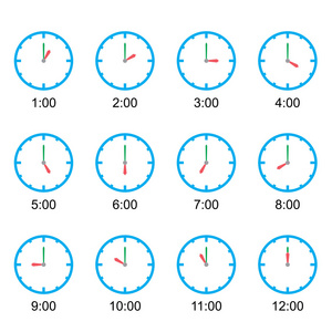 显示每小时矢量图白色矢量的时钟