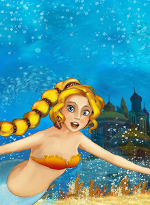 在水下王国卡通幻想场景图片