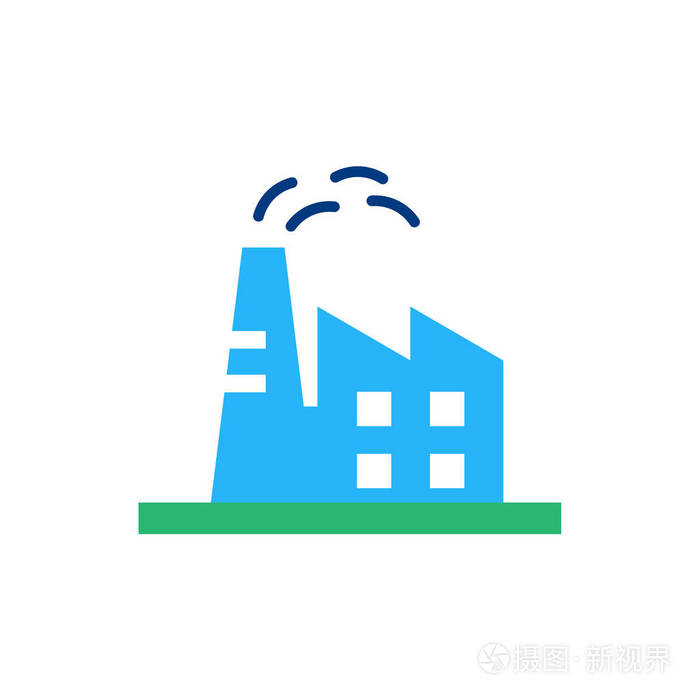 在白色背景下的工厂图标矢量符号和符号隔离