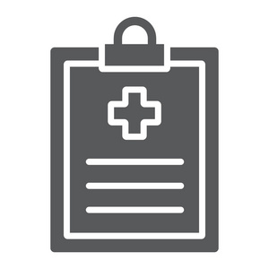 医疗记录标志符号, 医院和医学, 医疗报告符号, 矢量图形, 在白色背景上的固体模式, eps 10