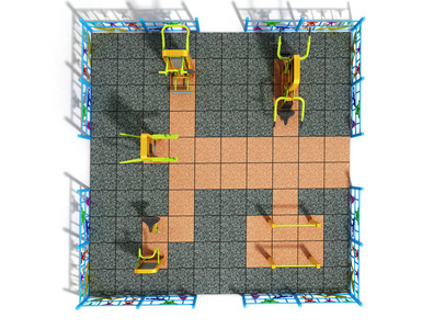 健身游乐场和 worckout 3d 渲染白色