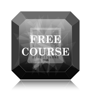 免费课程图标, 黑色网站按钮白色背景