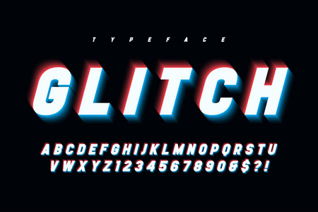 Glitched 发光显示字体设计, 字母表, 字体