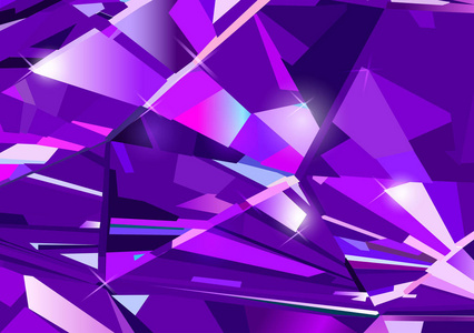 明亮的紫色抽象背景由蓝色水晶制成。矢量设计