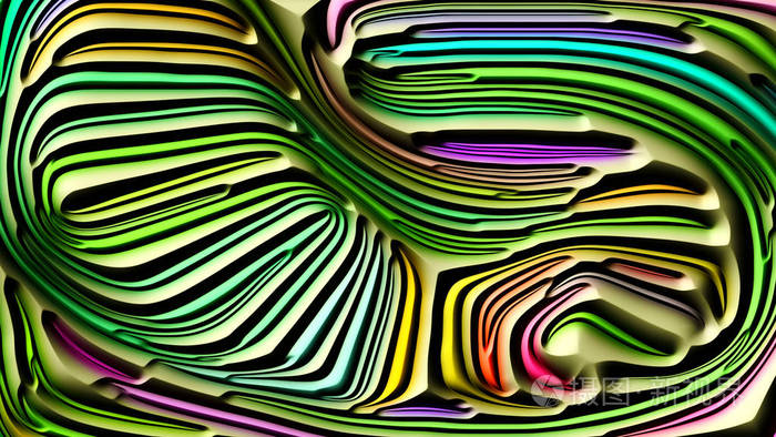 彩色浮雕3d 渲染的构成与自然形态,艺术,设计和装饰的隐喻关系的浮雕