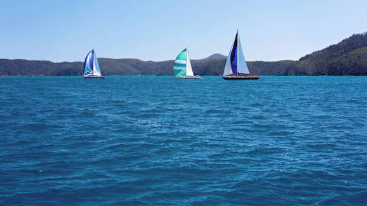澳大利亚热带岛屿附近的游艇比赛