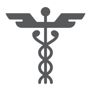 默丘利字形图标, 医疗和医院, 药房标志, 矢量图形, 在白色背景上的固体图案, eps 10