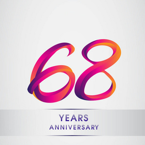 第六十八周年庆典标识多彩设计, 生日标志白色背景