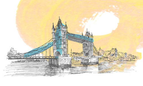 伦敦塔桥全景图图片-伦敦塔桥全景图素材-伦敦塔桥全景图插画-摄图新