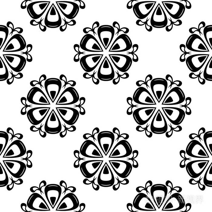 花黑白单色无缝图案.背景与电力元素的墙纸