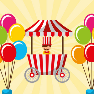 摊位的食物推销员摊位食物和气球嘉年华娱乐博览会节日照片