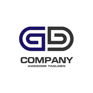 gd公司创意首字母 gd 几何业务标志设计模板, 字母 g 和 d 徽标概念