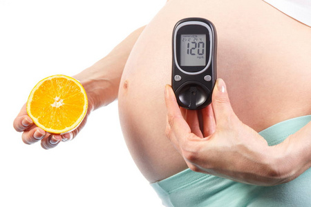 妊娠妇女持有新鲜橙和葡萄糖表的结果血糖水平, 糖尿病的概念在怀孕期间