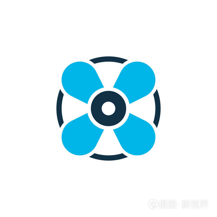 风扇图标有色符号.时尚风格的优质隔离通风元件