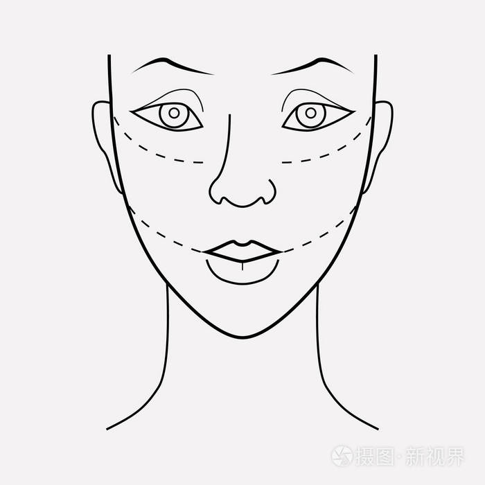 面部整形手术图标线元素.