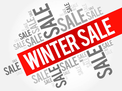 冬季销售词语云，商业概念背景
