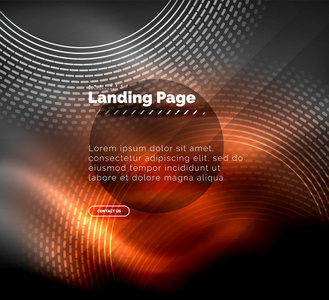 霓虹灯发光技术线, 高科技未来抽象背景模板带圆圈, 登陆页面模板