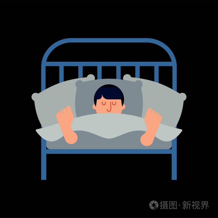 睡在床上的家伙被孤立了男人睡觉.卧铺男.矢量图案
