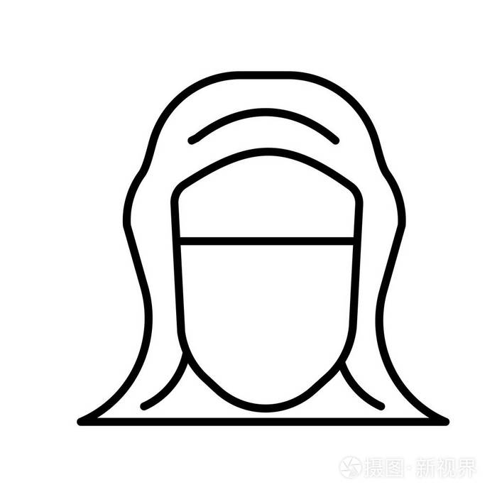 插画 盖头面纱图标矢量隔离在白色背景上, 盖头面纱透明标志, 细线