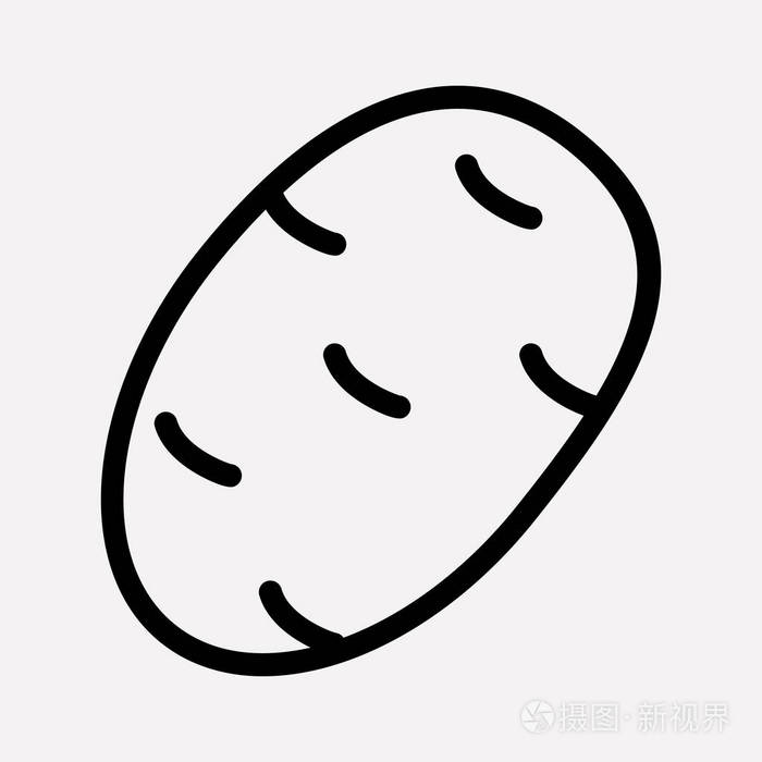插画 马铃薯图标线元素.
