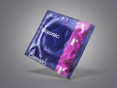 避孕套包3d 渲染灰色背景