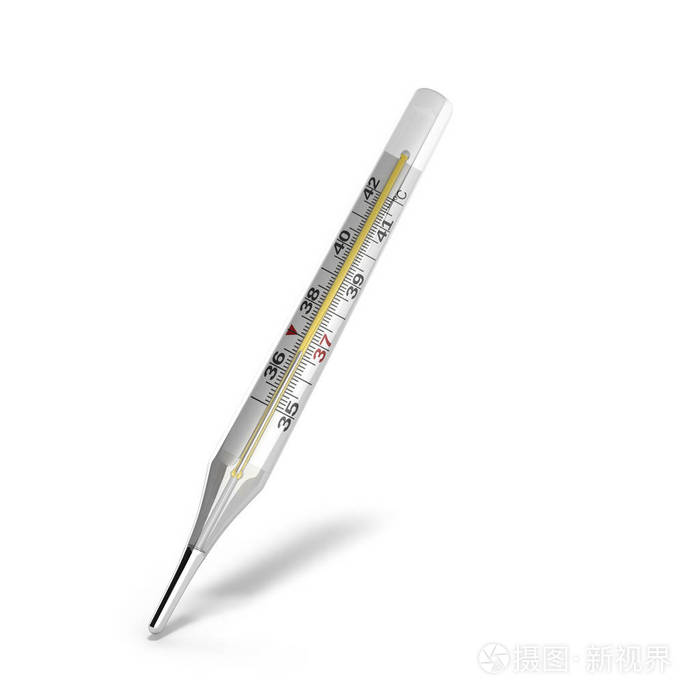 水银温度计3d 渲染白色背景