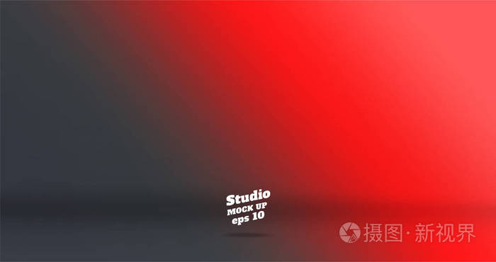 横幅矢量抽象背景的空两色调渐变红色到暗灰色工作室, 模板模拟显示的