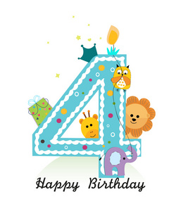 四岁生日图片-四岁生日素材-四岁生日插画-摄图新视界