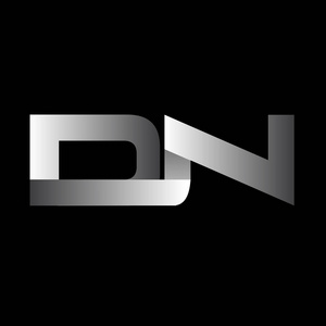 最初的字母 dn 大写的现代和简单的标志链接白色有色, 孤立的黑色背景。用于公司标识的矢量设计模板元素