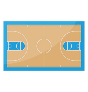 空篮球场地板上的矢量图标