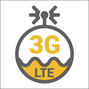 平面 3g lte 标志图标, 天线和波浪