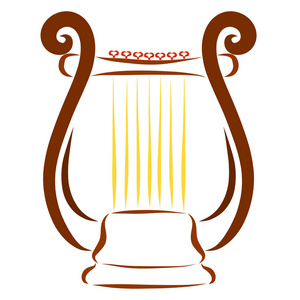 素描竖琴乐器图片