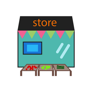 存储图标矢量隔离在白色背景为您的 web 和移动应用程序设计, 商店徽标概念