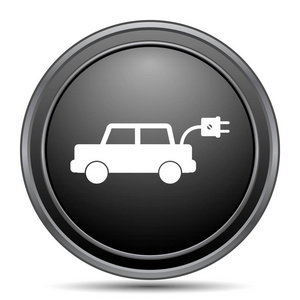 电动汽车图标, 黑色网站按钮白色背景