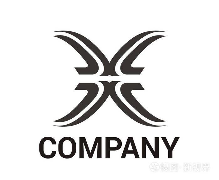 黑颜色抽象部落线艺术标志设计插图感觉像传统的民族部落模式形状像