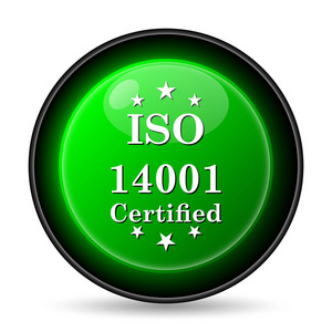 Iso14001 图标。白色背景上的互联网按钮