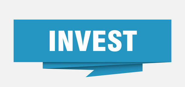 投资标志。投资纸折纸语音泡沫。投资标签。投资横幅