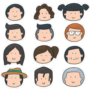 向量集的卡通脸照片