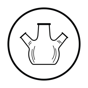 圆底烧瓶与三重喉咙化学的图标