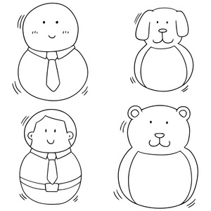 向量集的摇摆娃娃照片