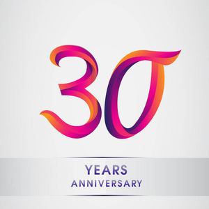 第三十周年庆典标识多彩设计, 生日标志白色背景