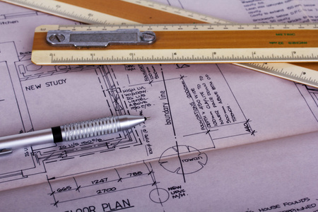 绘图设备详细的建筑师房子计划