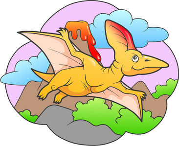 在天空中飞行的翼龙照片