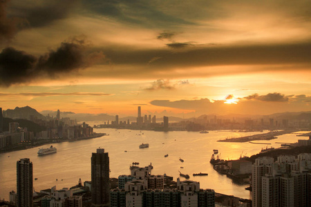 香港维多利亚海港魔鬼山顶景观图片